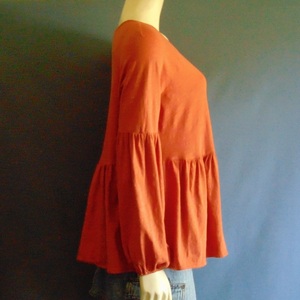 Peruvian Connection Cotton Peplum Top M - Picture 3 of 6